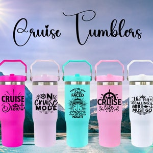 Alaska Cruise tumbler with handle 30 oz, Tumbler with Handle, Alaska Vacation, Personalized Cruise Vacation Tumbler for her, VACATION CUP