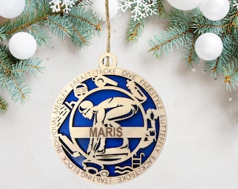 Personalized Swimmer Ornament – Custom Swim Team Gift, Sports Keepsake for Athletes and Swimmers