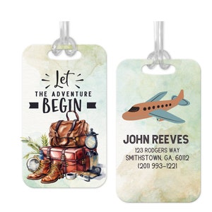 Gepersonaliseerde bagagelabel, gepersonaliseerde vakantielabel, reistaslabel, wandelvakantielabel, herenbagagelabel, bagagelabel voor mannen, avontuur