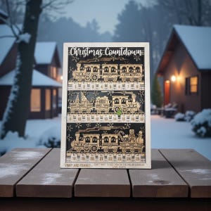 Personalized Wooden Train Christmas Countdown – Kids Holiday Advent Calendar, Family Christmas Decor Sign
