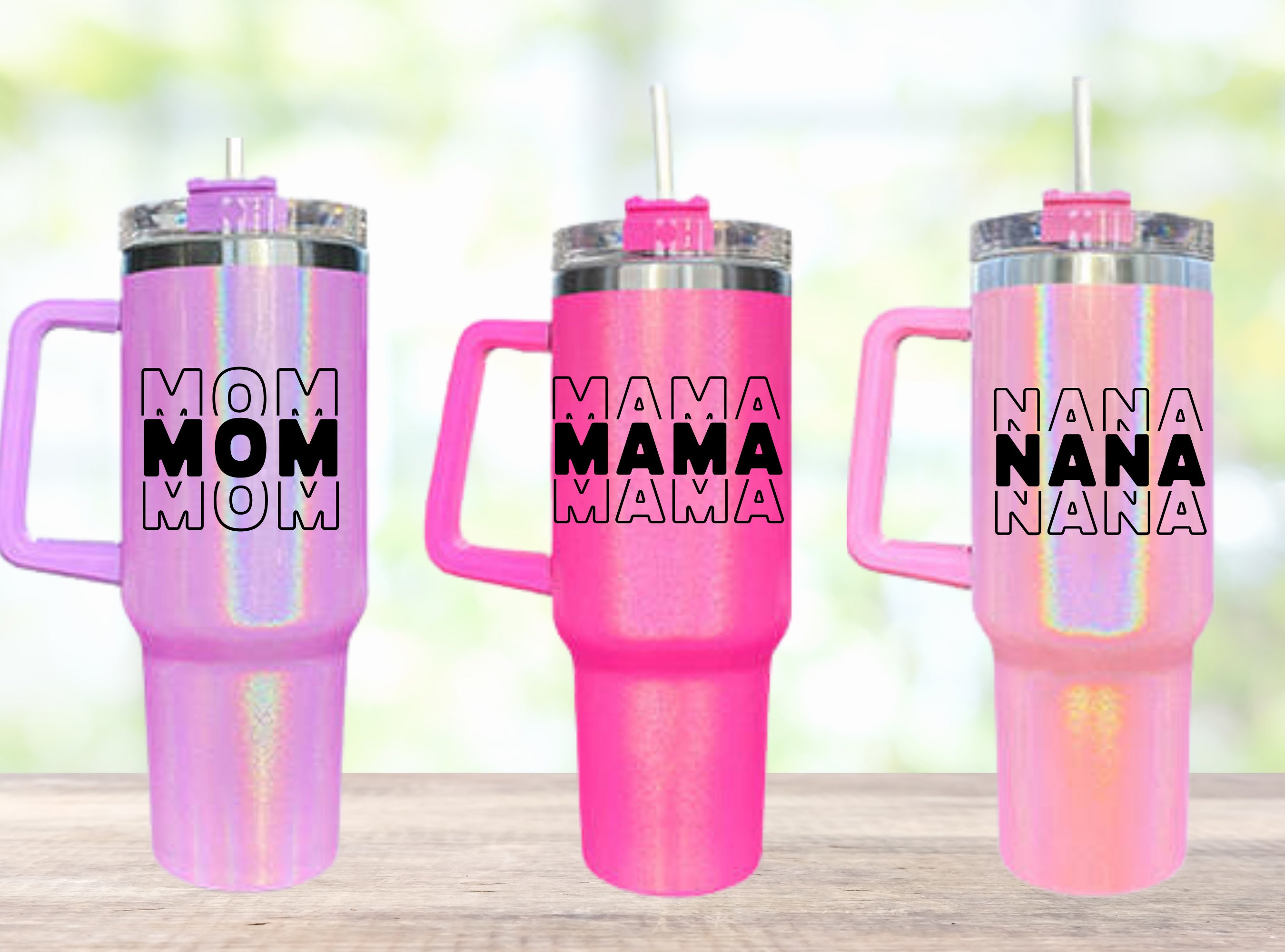 Personalized Tumbler With Handle, 40 Oz Tumbler Floral, Cup for Grandma,  Tumbler for Women, Nana Birthday Gift, Christmas Gift for Mom 