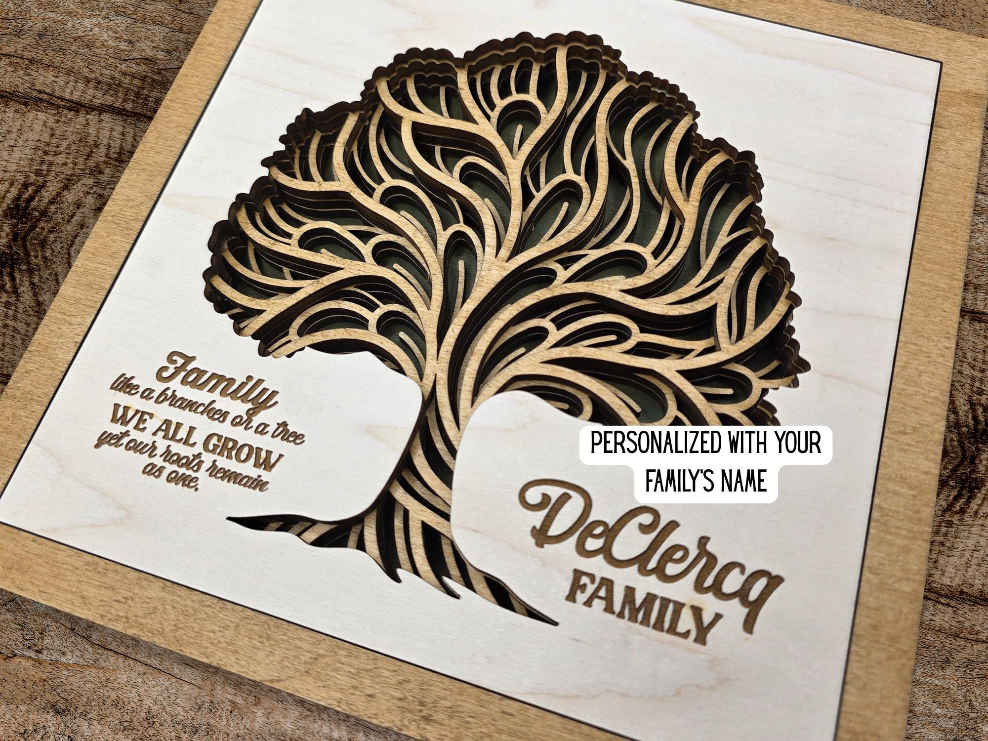 Personalized Family Tree Sign, Custom Family Name Wood Decor ...