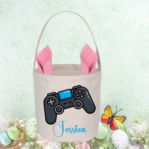 Personalized Gamer Easter Basket: Bunny Ears, Game Controller Design