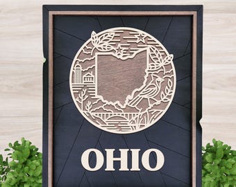 Custom Laser Cut Ohio Home Sign: Wood State Wall Art