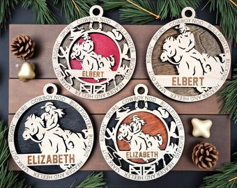 Personalized Equestrian Ornament – Custom Horseback Rider Christmas Keepsake with Name and Year