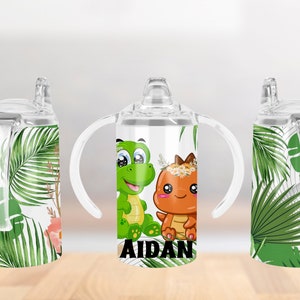 SIPPY CUP PERSONALIZED Dinosaur, Boys Green Dinosaur Sippy Cup Tumbler, Boys Toddler Cups, Gift Ideas for Toddlers, Birthday gift for him