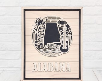 Letrero de Alabama: Arte estatal de madera cortada con láser