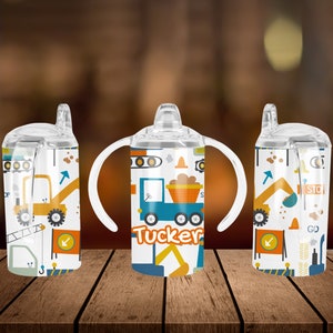 SIPPY CUP PERSONALIZED, Construction Trucks Sippy Cup Tumbler, Boys Toddler Cups, Toddler Gift Ideas, Birthday gift little boys,Digger Truck