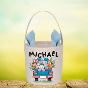 Personalized Easter Basket: Bunny Truck Design, Kids Easter Gift