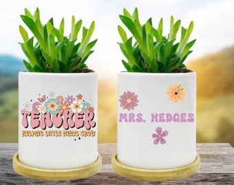 Macetas personalizadas para jardineras para maestros, jardineras para flores, regalos para maestros, agradecimiento a los maestros, regalo para maestros de fin de año, regalo para maestros