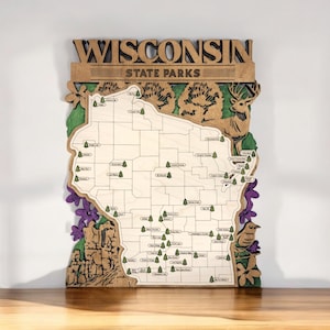 Carte des parcs d'État du MICHIGAN, décoration d'intérieur MI, cadeau pour les voyageurs, cadeau pour les campeurs et les randonneurs, carte des parcs d'État, carte de suivi des parcs d'État