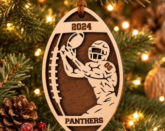 Personalized Football Ornament, Custom Football Player Christmas Ornament, Kids Football Gift, Boy Football Keepsake, Team Coach Gift
