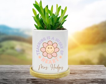 Pot de fleurs personnalisé pour professeur, jardinière pour fleurs, cadeaux pour professeur, remerciements pour professeur, cadeau de fin d'année pour professeur, cadeau pour professeur