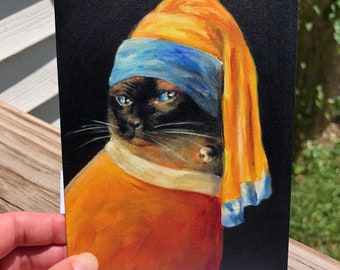 Cat with the Pearl Earring Greeting Card