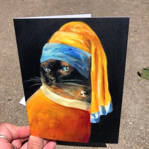 Cat with the Pearl Earring Greeting Card image 3