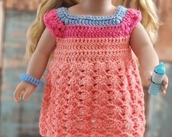 Roupa de crochê cor de pêssego para bonecas de 45 cm (18 polegadas), estilo American Girl.