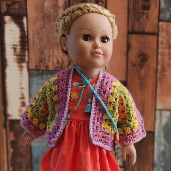 Handmade Crochet Doll Sweater: Colorful 18 Inch Doll Clothing
