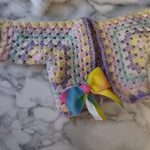 Handmade Crochet Doll Sweater with detachable bow. made for 18 inch dolls, Customizable Colors Doll and Me Set Available
