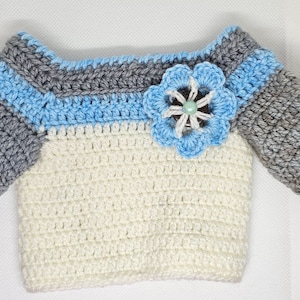 Adorable Handmade Doll Sweater for 18 Inch Dolls and Jellycat Frog - Long Sleeve with Personalized Floral Accent