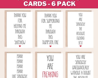 Funny Thank You Cards 6 Pack, Shitshow Card, Thank you for Supporting Me, Coworker Thank You, Divorce Thank You, THANK YOU 6 PACK Multi Card