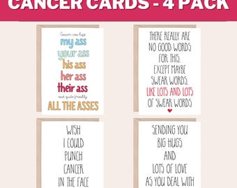 Funny Cancer Cards 4 Pack, Funny Cancer Card Pack, Cards for chemo, Cards for Cancer Encouragement, breast cancer cards, CANCER CARDS 4 Pack
