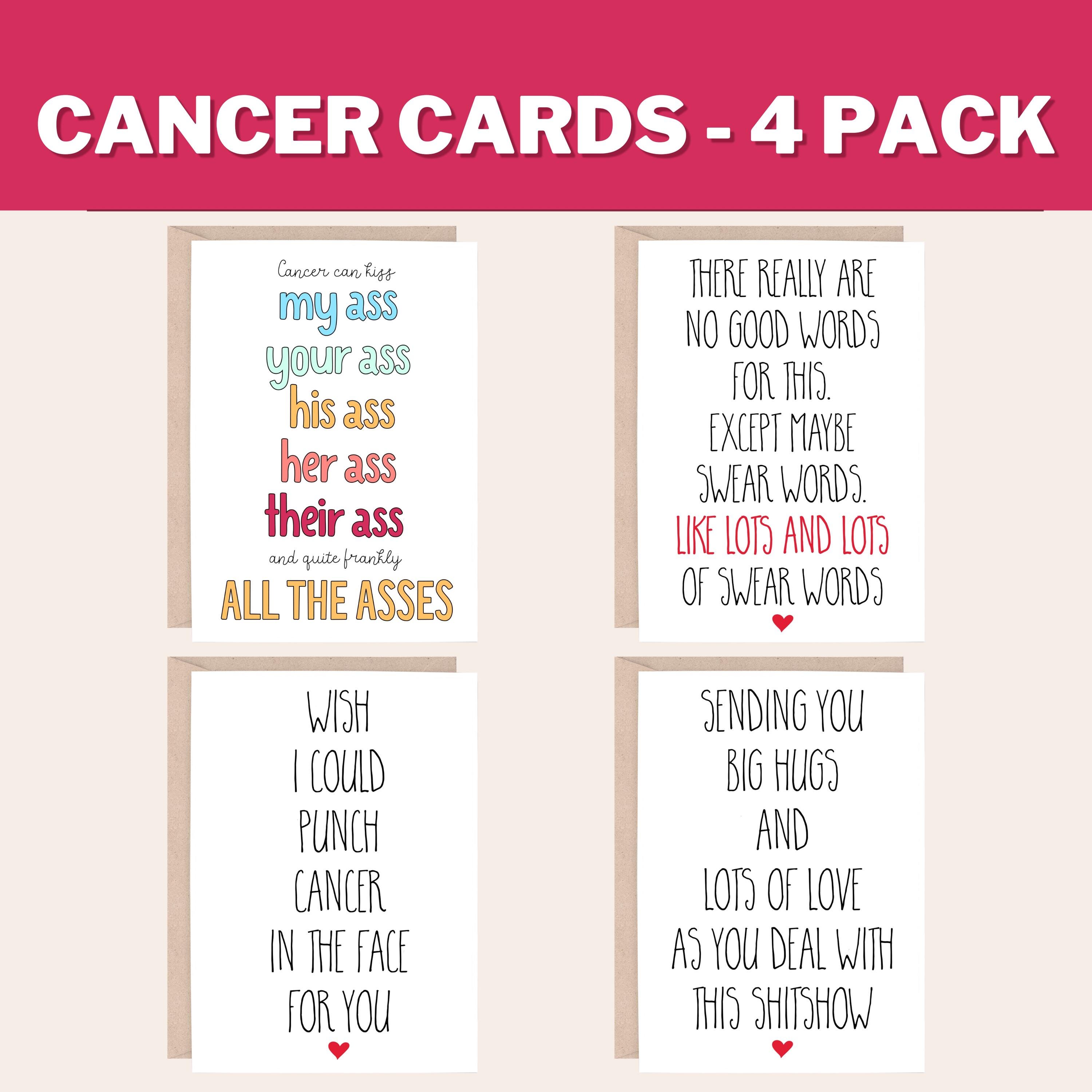 Funny Cancer Cards 4 Pack, Funny Cancer Card Pack, Cards for Chemo ...