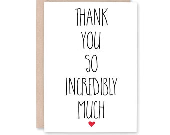 Thank You so Much Card, Wedding Thank You, Thank You Card for