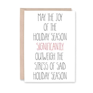 Funny Christmas Card, Funny Holiday Cards, Snarky Holiday Card, Holiday Stress, Funny Christmas Card, Snarky Holiday Card, JOY of HOLIDAY