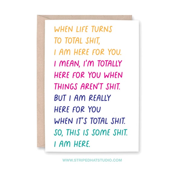 Cancer card, Chemo Card, Funny Sympathy Card, Covid pandemic Divorce,Empathy Card, Grief Card, Miscarriage Card, Here for You, This is sh*t