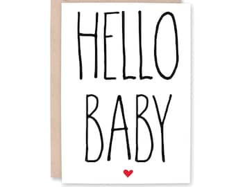 Hello Baby Card, Funny Baby Shower Card, Pregnancy Card, Congrats new baby, Expecting Card, HELLO BABY