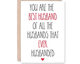 Funny Husband, Anniversary Card, Funny Best Husband Birthday Card, Funny Husband Birthday, Card for them, HUSBANDED
