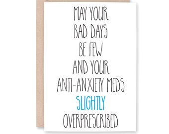 Funny Anxiety Card, Funny Cancer Card, Friend with Cancer Card, Funny Chemo Card, Cancer Diagnosis Card, Funny Hang in there Card, SLIGHTLY