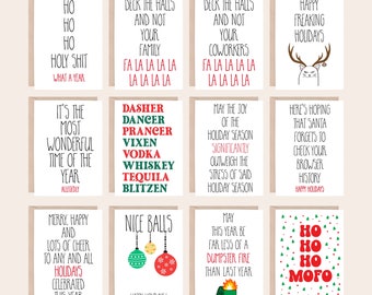 Funny Adult Variety Pack Holiday Cards, Reindeer Whiskey Vodka Christmas Card, Snarky Christmas Card, Funny Christmas HOLIDAY BUNDLE 12 24