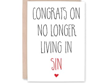 Congrats on No Longer Living in Sin, New Home Card, Housewarming Card, Funny Wedding Card, Gift for Couple, CONGRATS NO LONGER Living In Sin