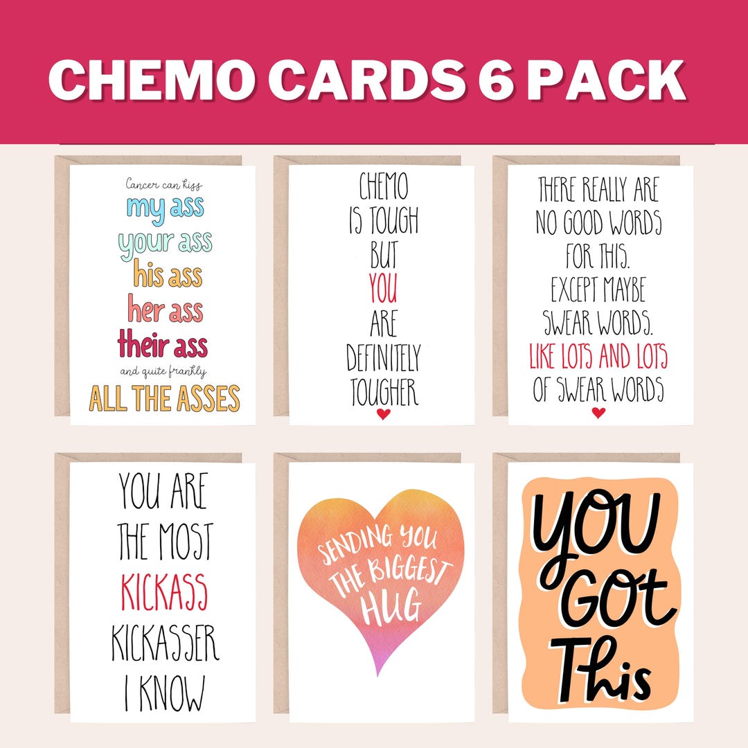 Funny Cancer Card 6 Pack, Funny Chemo Card Pack, Cards for Chemo ...