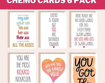 Funny Cancer Card 6 Pack, Funny Chemo Card Pack, Cards for chemo, Encouragement, breast cancer cards, Get Well, CHEMO CARDS 6 BUNDLE