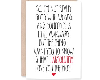 Awkward Love Card, Card for Husband Wife, Card for Boyfriend Girlfriend, Card for Fiancee, Card for Partner, AWKWARD LOVE YOU