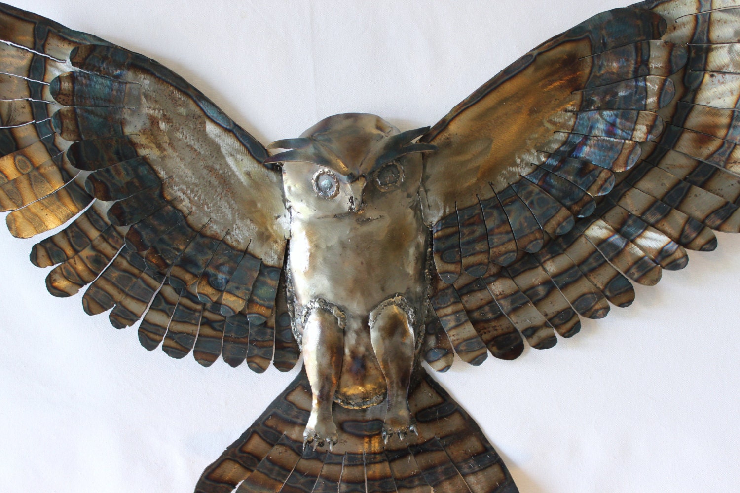 Horned Owl Metal Wall Art.Metal Owl Sculpture.Wall Accent .18 Etsy
