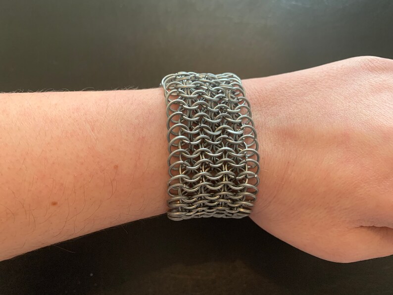 Steel chainmail cuff bracelet in European 6 in 1 Etsy