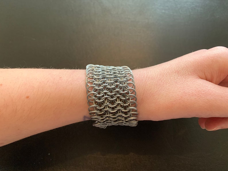 Steel chainmail cuff bracelet in European 6 in 1 Etsy