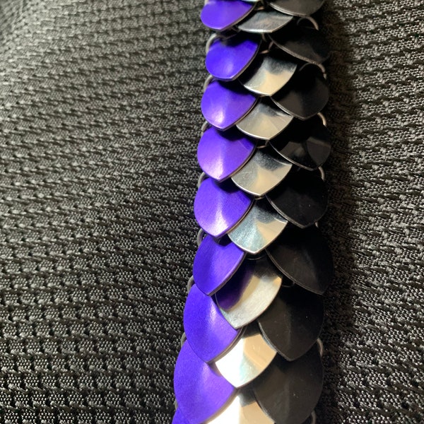 Dragon Scale Bracelet in Purple, Silver and Black