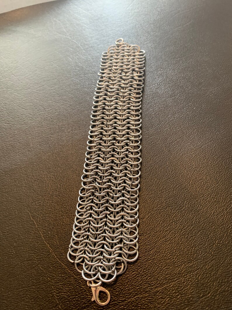 Steel chainmail cuff bracelet in European 6 in 1 Etsy