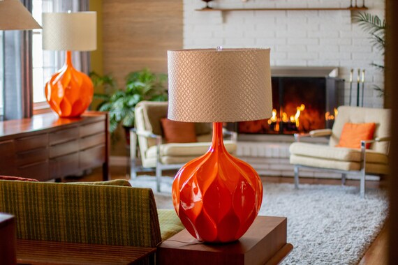vintage orange table lamp