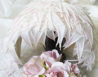 Vintage Hat Bridal Ballerina Fascinator Band Headpiece Wedding Style Audrey Hepburn Mid Century Retro Tea Party WhenRosesBloom