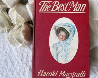 Vintage Red Book The Best Man Edwardian Short Stories Harold MacGrath 1st Ed. Decorative Cover Artwork Library Decor Gift WhenRosesBloom