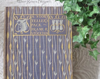 Blue Book Storyteller's Pack 1st Edition Frank Stockton Margaret Armstrong Pretty Decorative Cover Decorative Library Gift WhenRosesBloom