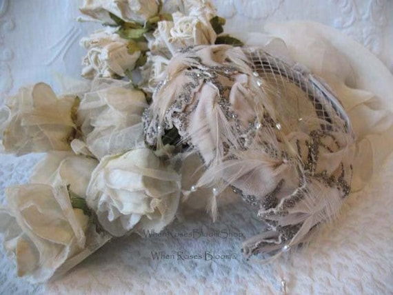 Vintage Bridal Wedding Cocktail Hat Fascinator To… - image 1