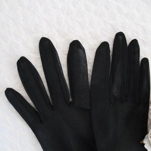 Vintage Gloves Sheer Black Sz 7.5 Retro Mid Century 40s 50s NOS Tea Dance Wedding Downton Steampunk Cosplay Free Ship US WhenRosesBloom image 9