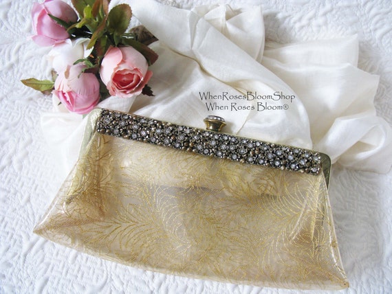 Clear Plastic Clutch Purse Evening Bag Vintage At… - image 1