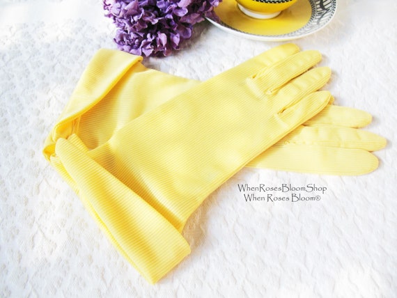 Vintage Gloves Sheer Yellow NOS  Retro Mid Centur… - image 1